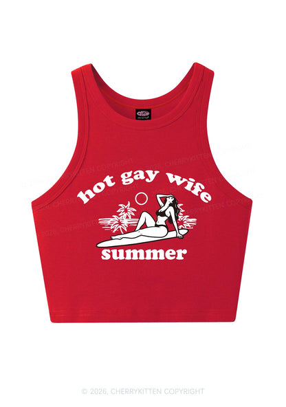 Hot Gay Wife Summer Pride Y2K Crop Tank Top Cherrykitten