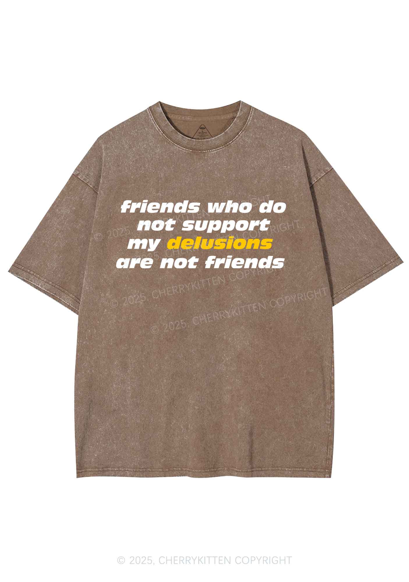 Friends Support My Delusions Y2K Shirts Washed Tee Cherrykitten