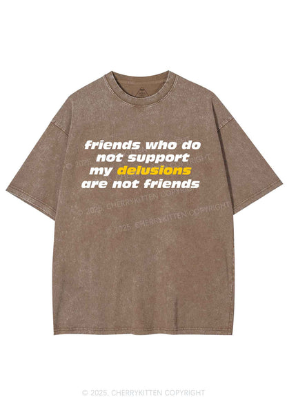 Friends Support My Delusions Y2K Shirts Washed Tee Cherrykitten