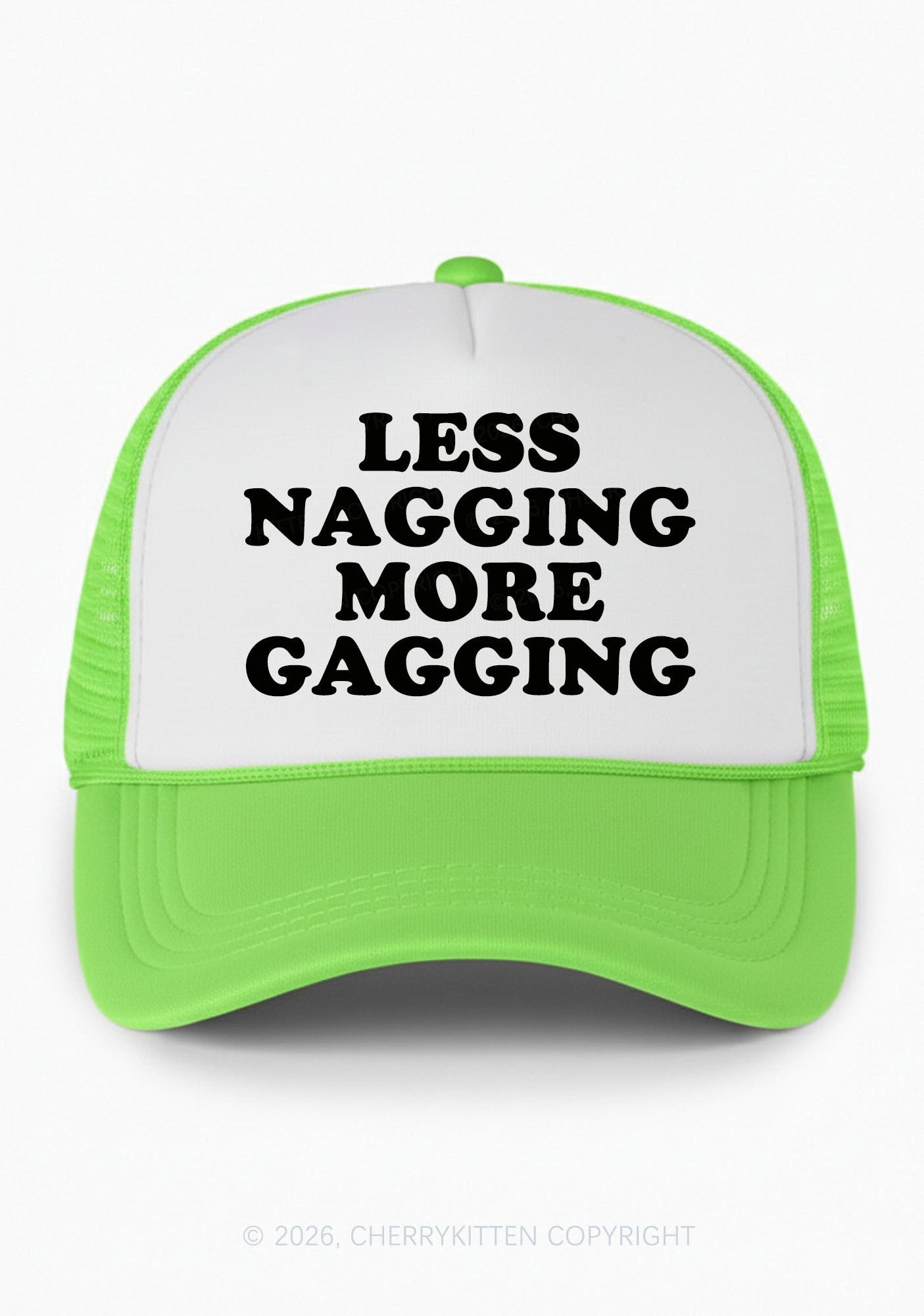 Less Nagging More Gagging Y2K Colorblock Trucker Hat Cherrykitten