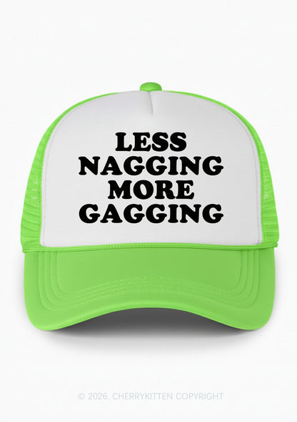 Less Nagging More Gagging Y2K Colorblock Trucker Hat Cherrykitten