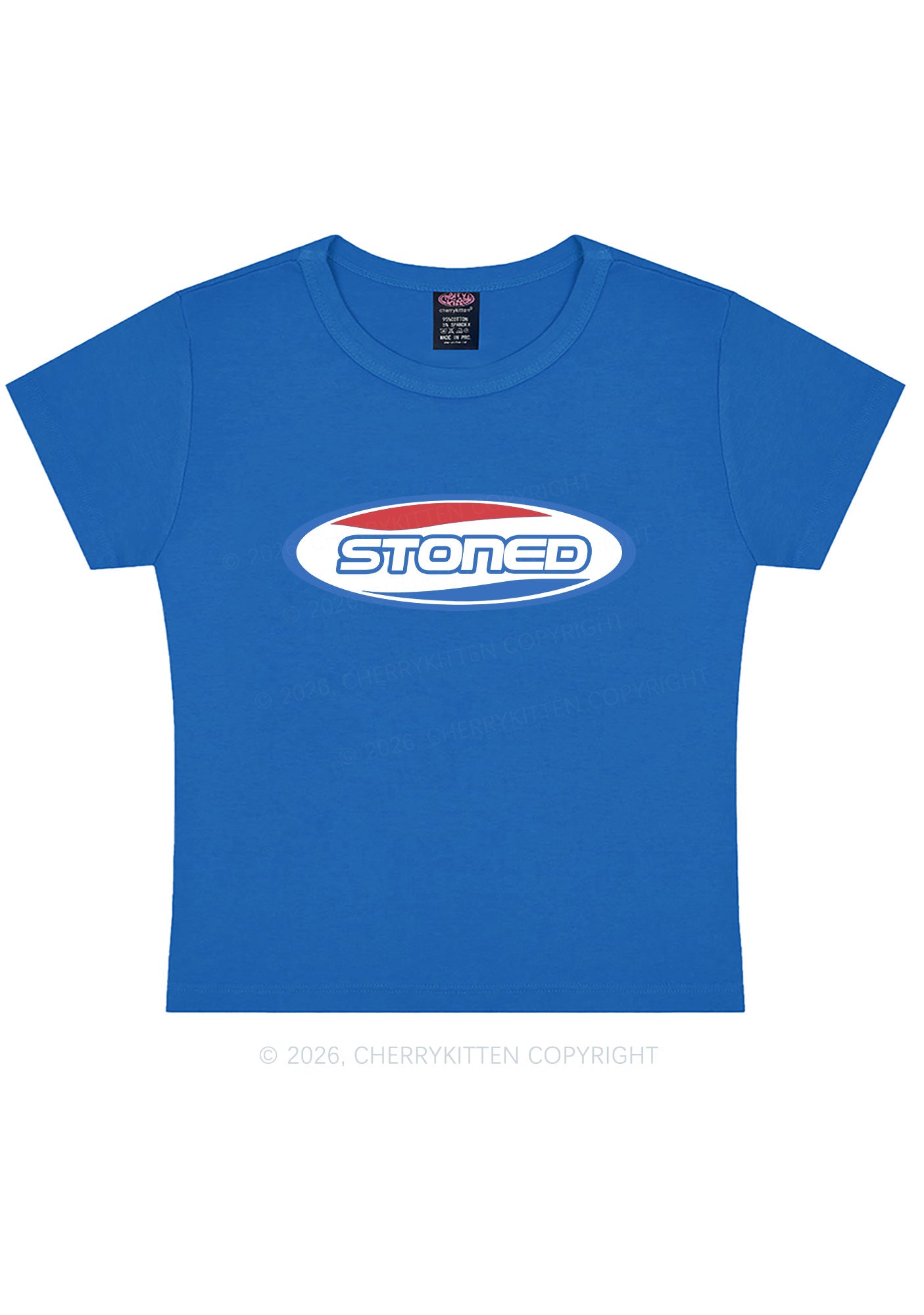 Stoned Slogan Y2K Baby Tee Cherrykitten