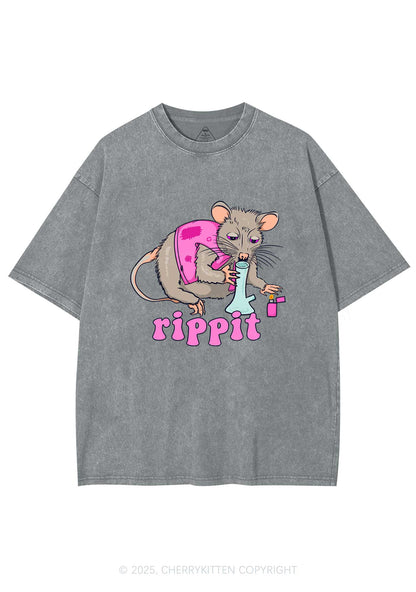 Rippit Rat Y2K Shirts Washed Tee Cherrykitten