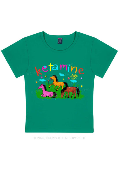 Rainbow K Pony Y2K Baby Tee Cherrykitten