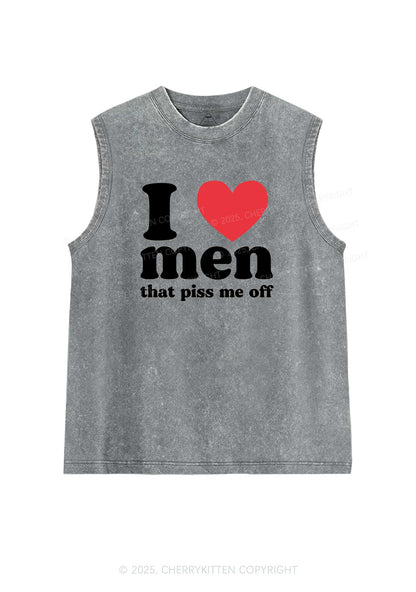 I Love Men Piss Me Off Y2K Washed Muscle Tank Cherrykitten