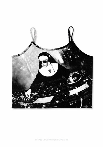 DJ Nun Y2K Print Cami Crop Top Cherrykitten
