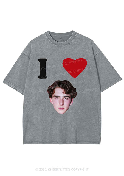 I Love Custom Portrait Y2K Shirts Washed Tee Cherrykitten