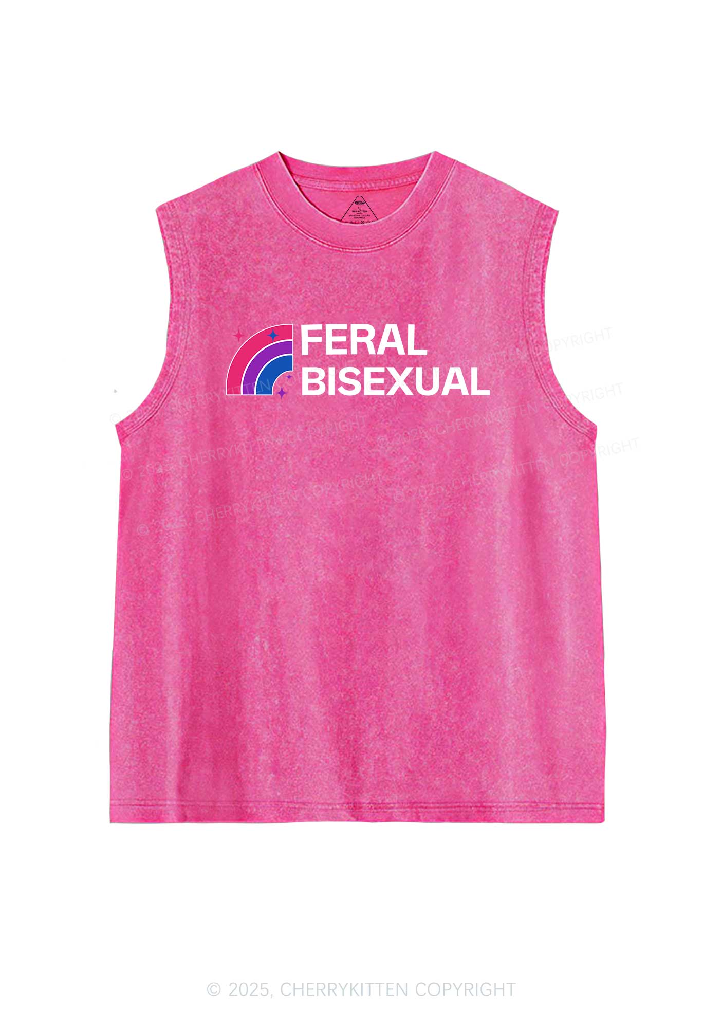 Feral Bisexual Pride Y2K Washed Muscle Tank Cherrykitten