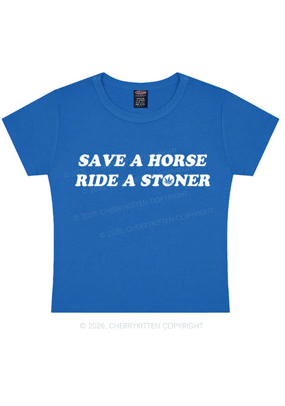 Save Horse Ride Stoner Y2K Baby Tee Cherrykitten