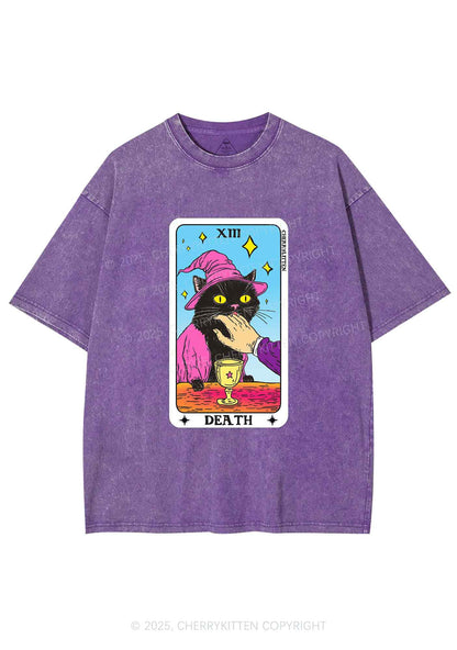Halloween Death Black Cat Y2K Shirts Washed Tee Cherrykitten