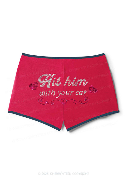 Rhinestone Hit Him Y2K Booty Shorts Cherrykitten