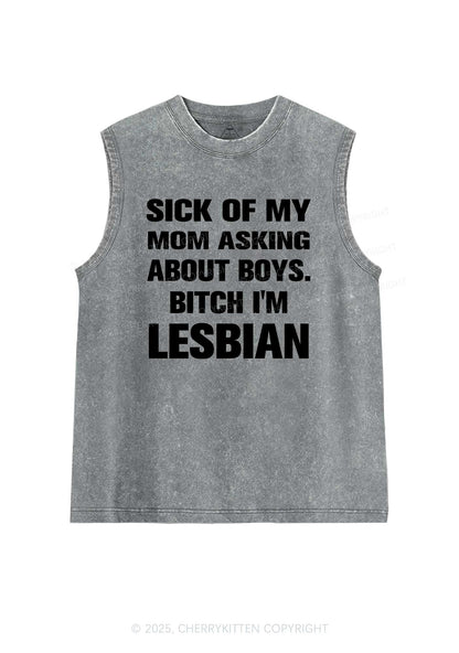 Bxxch Im Lesbian Pride Y2K Washed Muscle Tank Cherrykitten