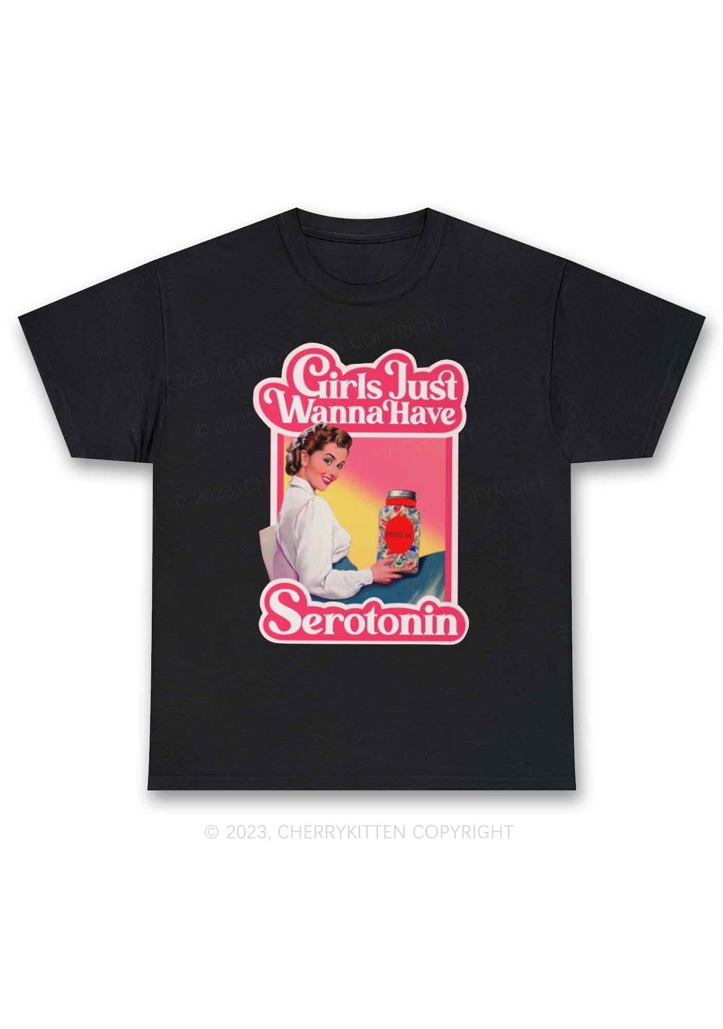 Girls Just Wanna Have Serotonin Y2K Chunky Shirt Cherrykitten