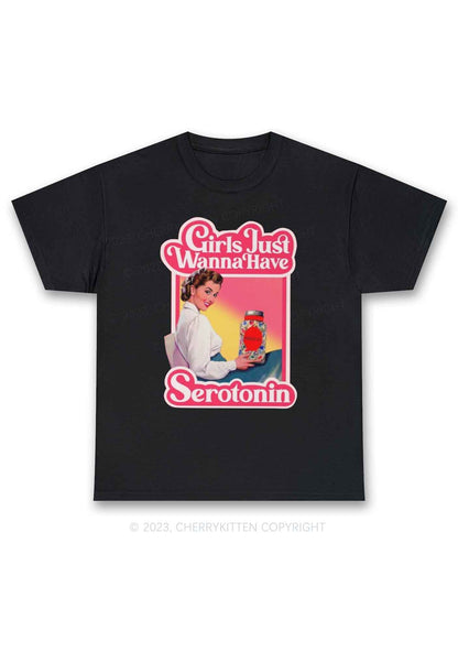 Girls Just Wanna Have Serotonin Y2K Chunky Shirt Cherrykitten