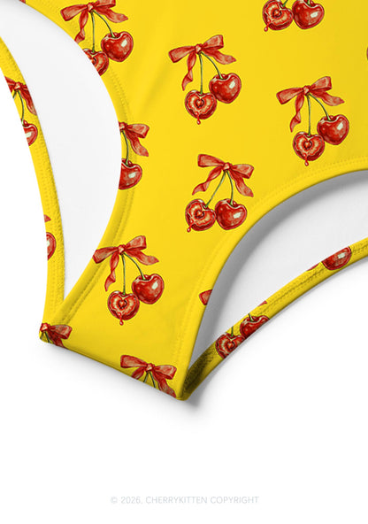 Yellow Bite Me Y2K Print Bikini Set Cherrykitten