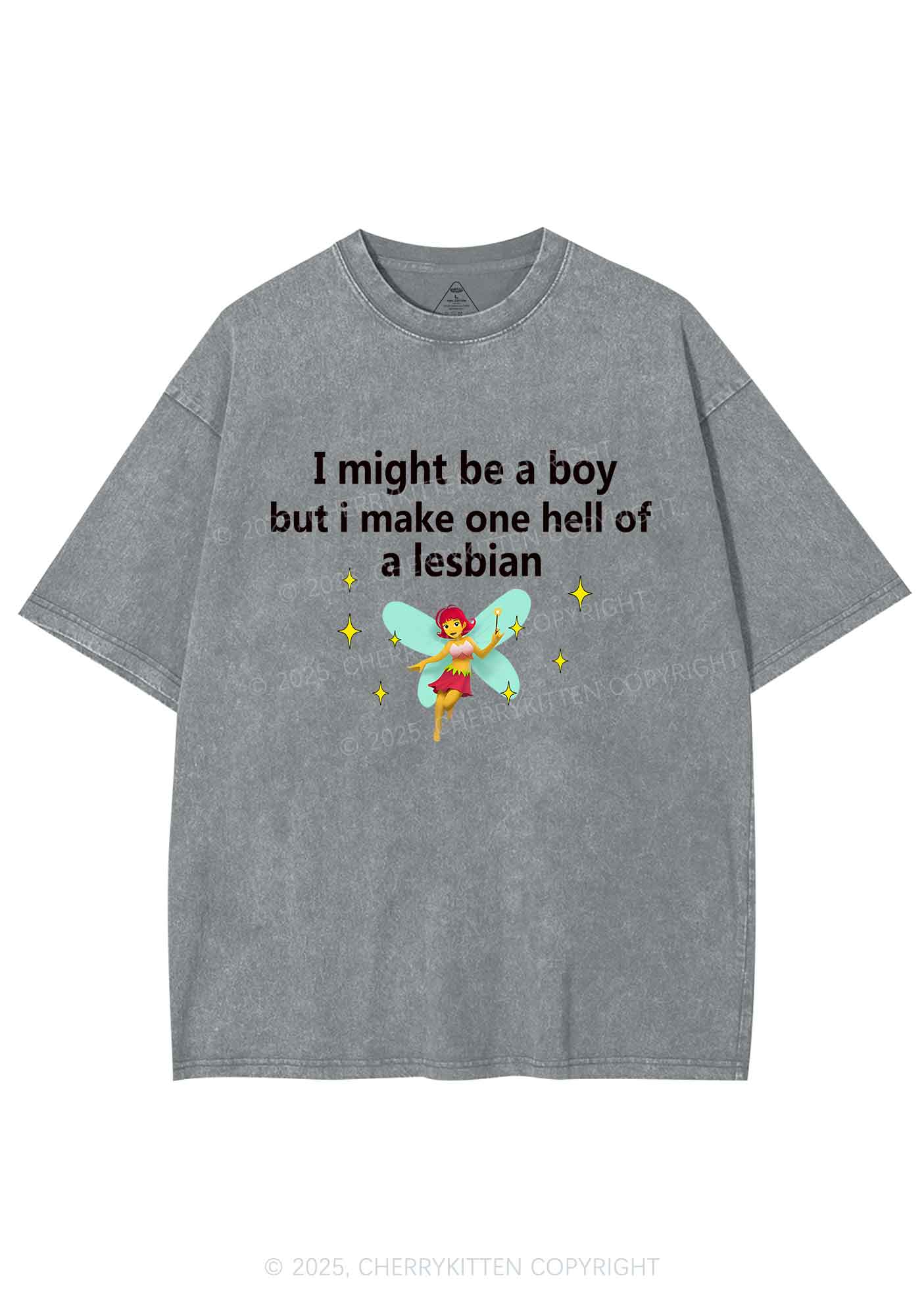 Make Hell Of Lesbian Y2K Shirts Washed Tee Cherrykitten
