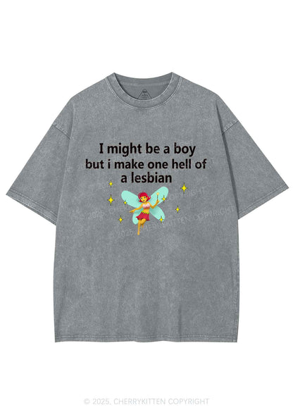 Make Hell Of Lesbian Y2K Shirts Washed Tee Cherrykitten