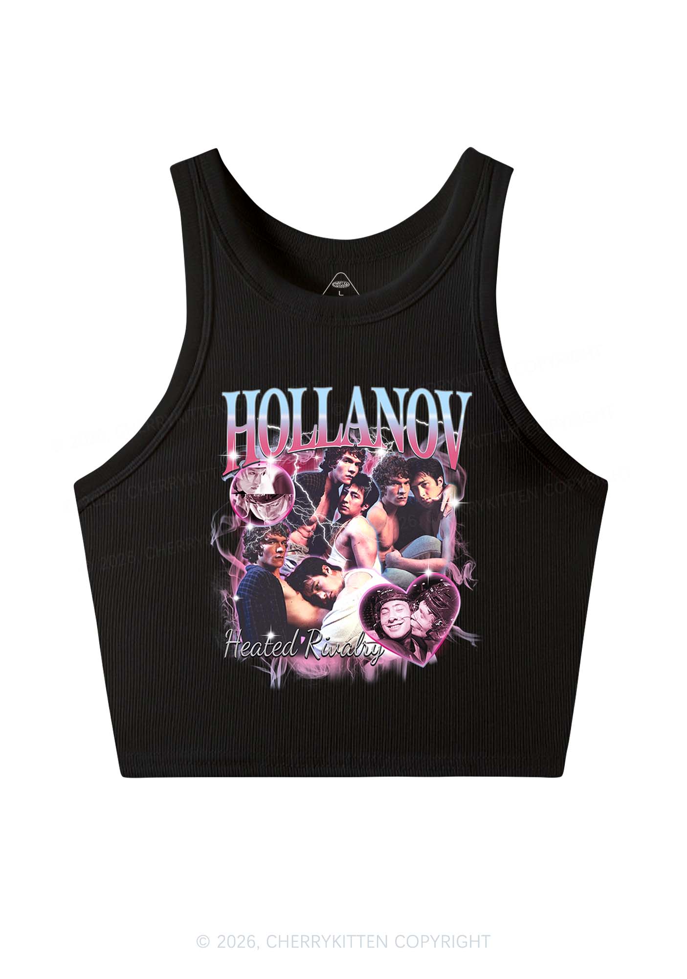 Retro Pink Blue HR Y2K Crop Tank Top Cherrykitten