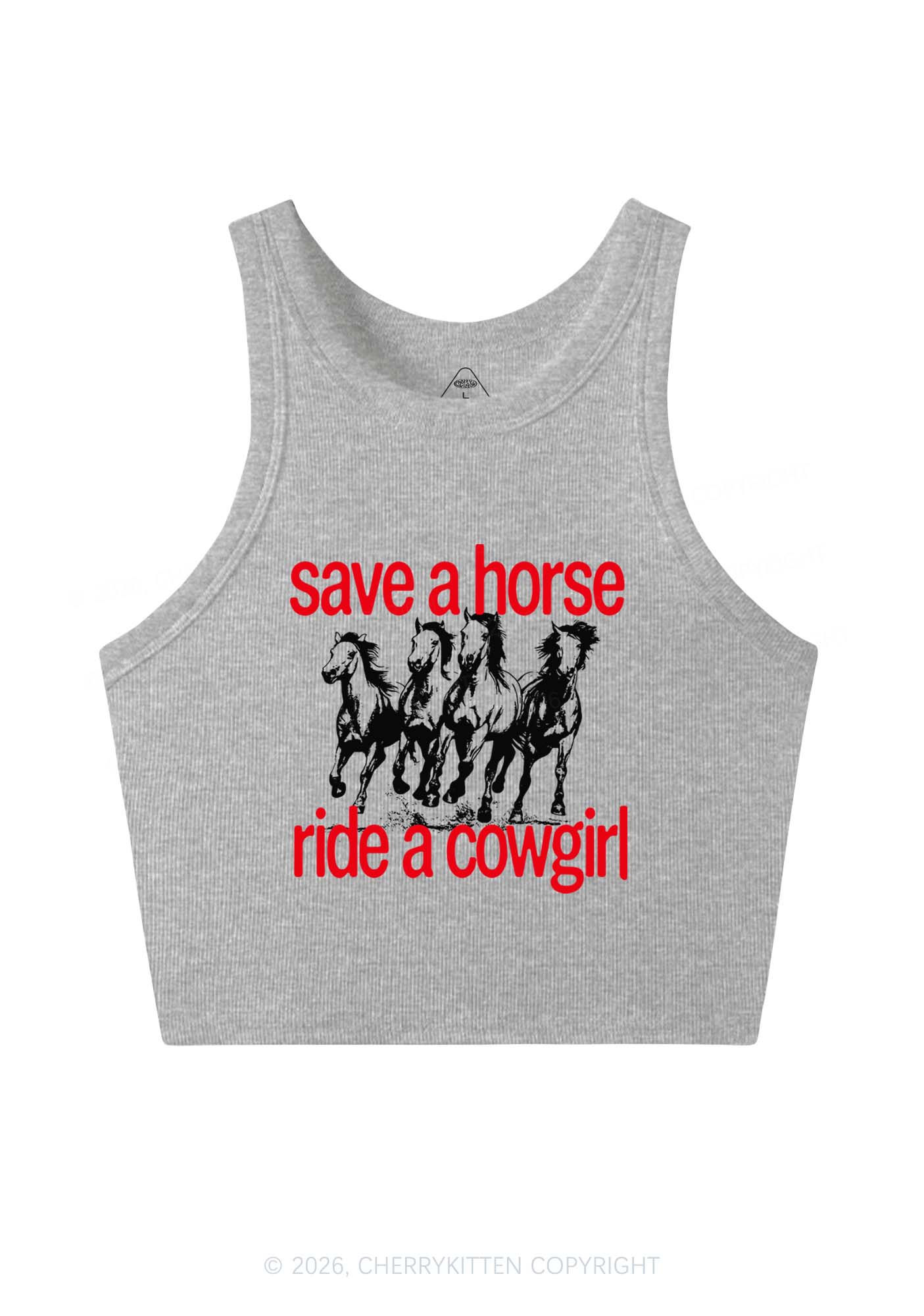 Four Horses Cowgirl Pride Y2K Crop Tank Top Cherrykitten