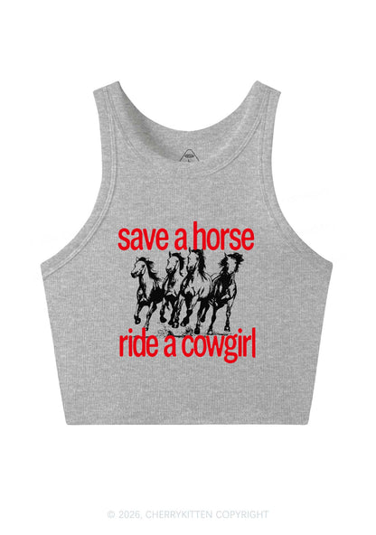 Four Horses Cowgirl Pride Y2K Crop Tank Top Cherrykitten