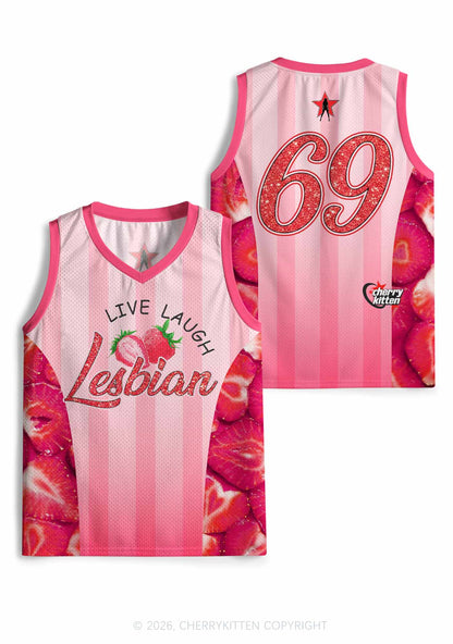 Live Laugh Lesbian Strawberry Pride Y2K Sport Jersey Tank Cherrykitten