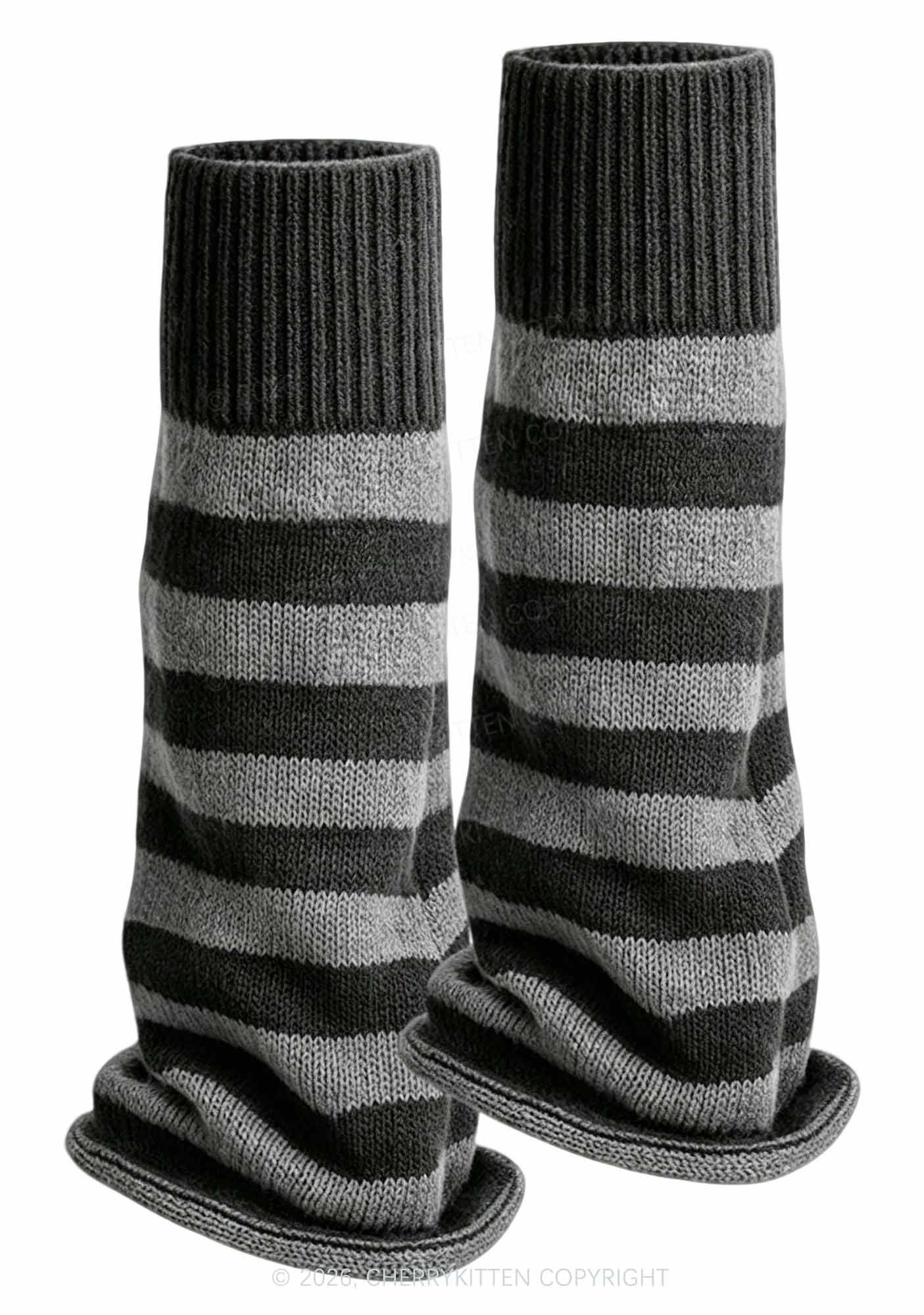 Stripes Knited Y2K Leg Warmers Cherrykitten