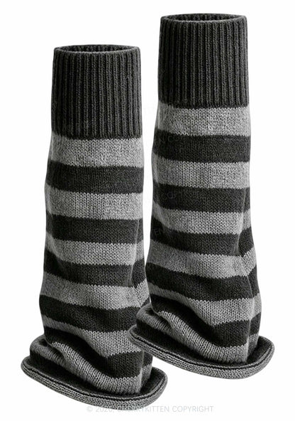 Stripes Knited Y2K Leg Warmers Cherrykitten