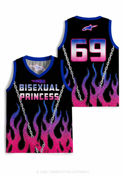 Bisexual Princess Flame Pride Y2K Sport Jersey Tank Cherrykitten