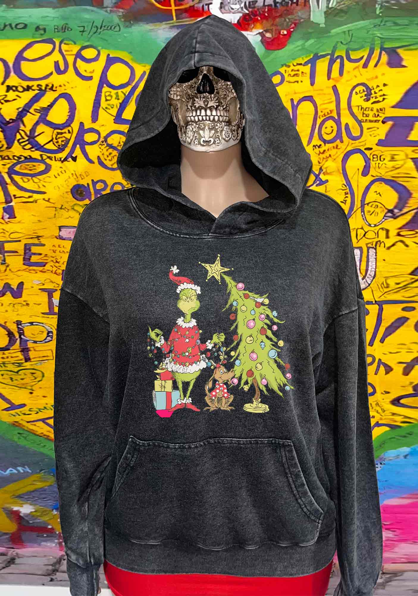 Christmas Tree Gift Y2K Washed Hoodie Cherrykitten