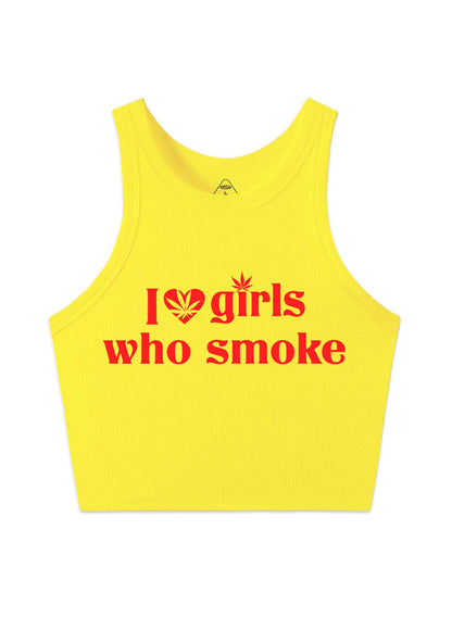 I Love Girls Who Smoke Y2K Crop Tank Top Cherrykitten