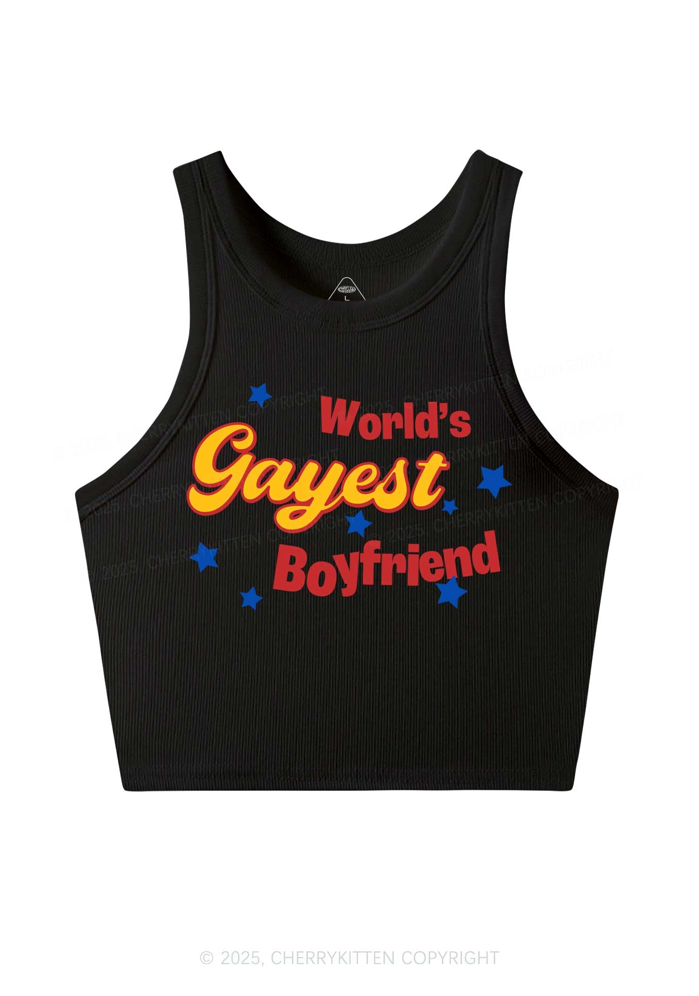 Worlds Gayest Boyfriend Pride Y2K Crop Tank Top Cherrykitten