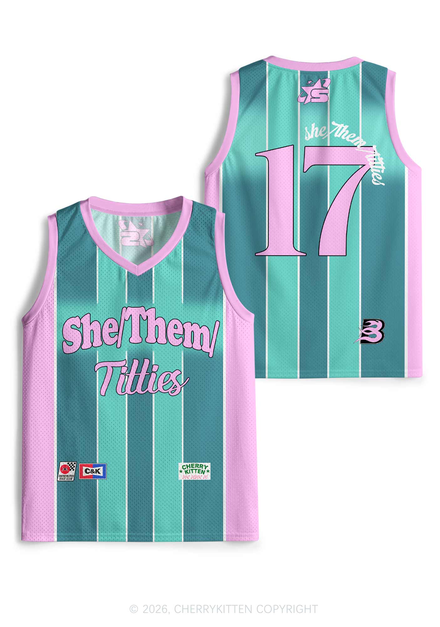 Green Stripes She Them Txtties Pride Y2K Sport Jersey Tank Cherrykitten