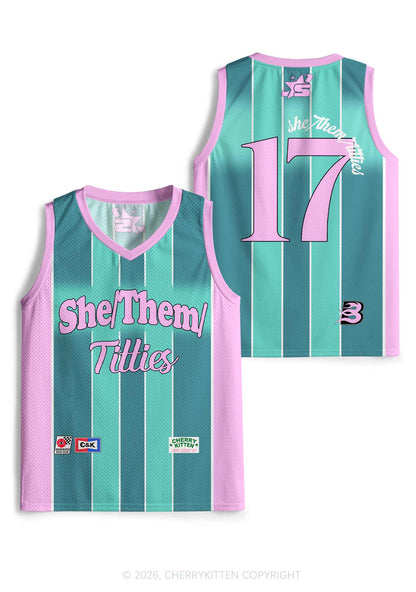 Green Stripes She Them Txtties Pride Y2K Sport Jersey Tank Cherrykitten