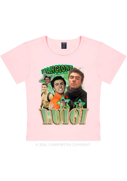 Green Star Luigi Y2K Baby Tee Cherrykitten