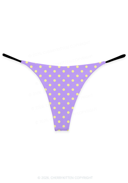 Yellow Dots On Purple Y2K Print Bikini String Thong Cherrykitten