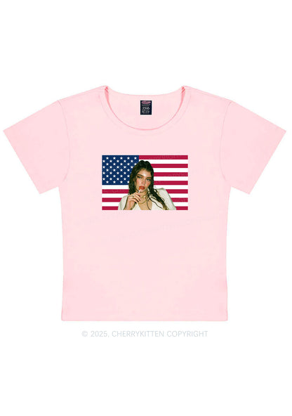Custom Portrait Flag Y2K Baby Tee Cherrykitten