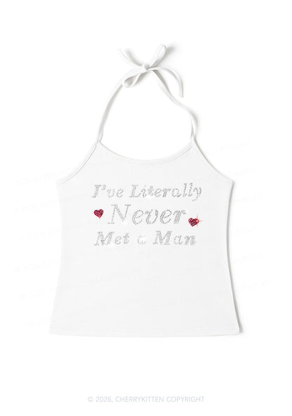 Rhinestone Never Met A Man Pride Y2K Halter Neck Cami Cherrykitten
