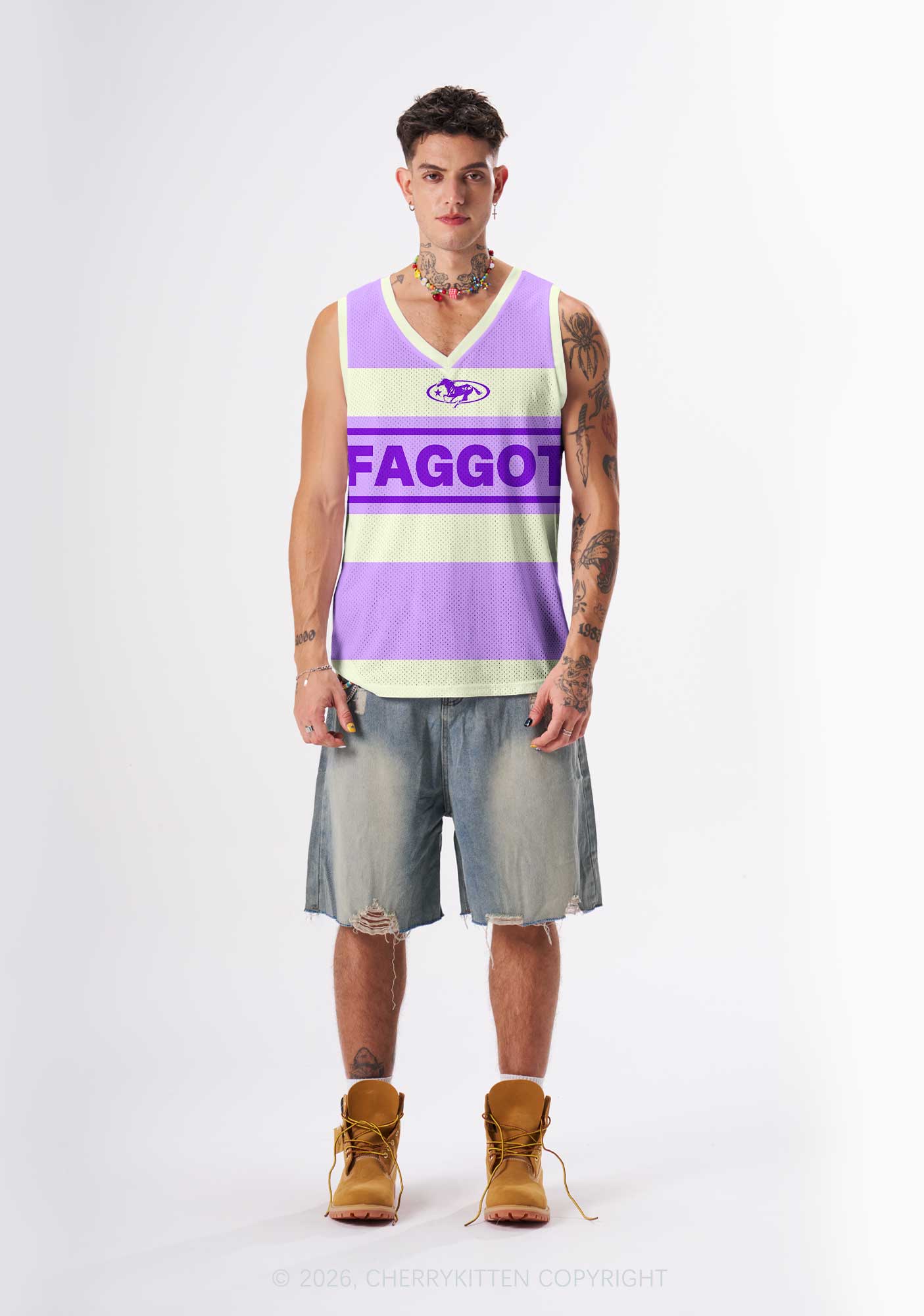 Purple Faggot Stripes Pride Y2K Sport Jersey Tank Cherrykitten