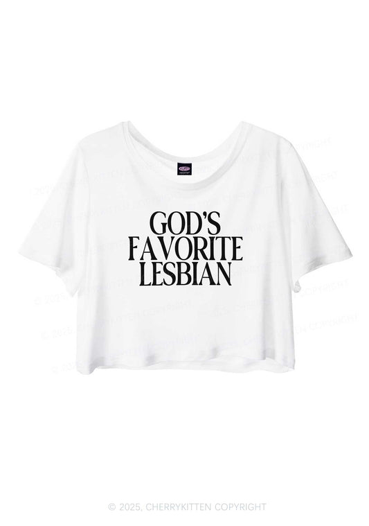 Gods Favorite Lesbian Pride Y2K Sheer Crop Tee Cherrykitten