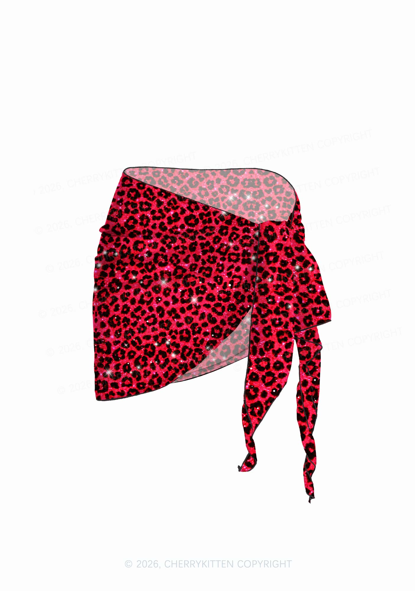 Bright Red Leopard Y2K Print Bikini Set Cherrykitten