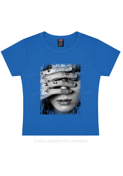 Tattoo Hand Portrait Kpop Y2K Baby Tee Cherrykitten