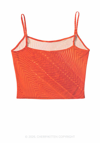 Salmon Meat Texture Y2K Mesh Cami Tank Cherrykitten