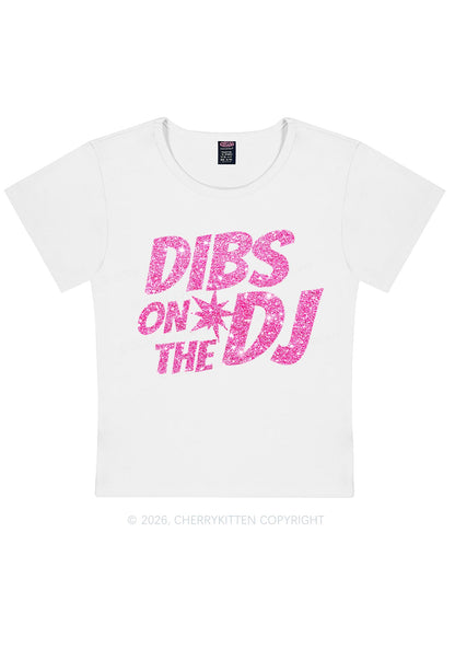 Glitter Dibs On The DJ Y2K Baby Tee Cherrykitten
