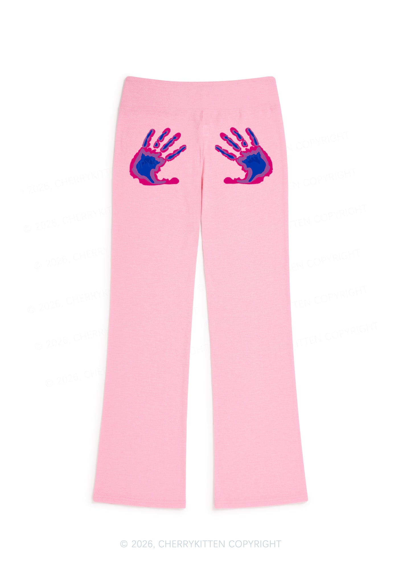 Bisexual Thermal Hands Pride Y2K Low Rise Drawstring Flare Pants Cherrykitten