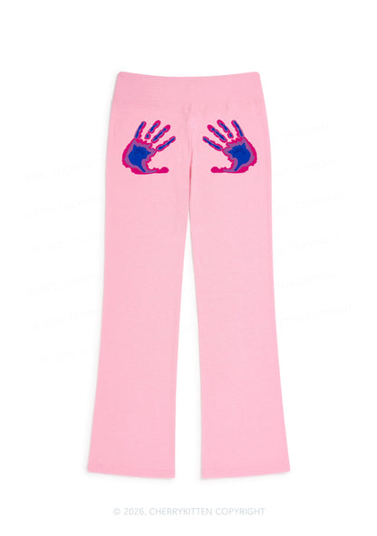 Bisexual Thermal Hands Pride Y2K Low Rise Drawstring Flare Pants Cherrykitten