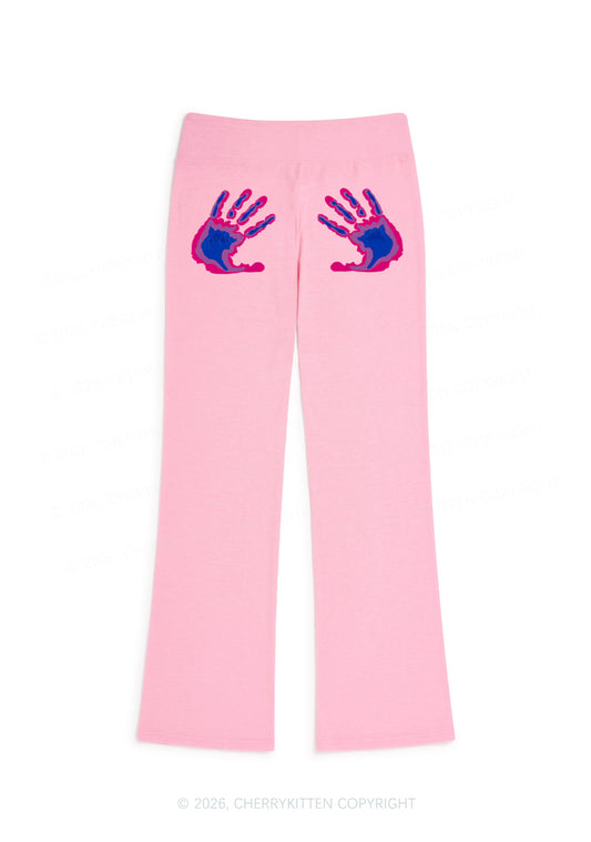 Bisexual Thermal Hands Pride Y2K Low Rise Drawstring Flare Pants Cherrykitten