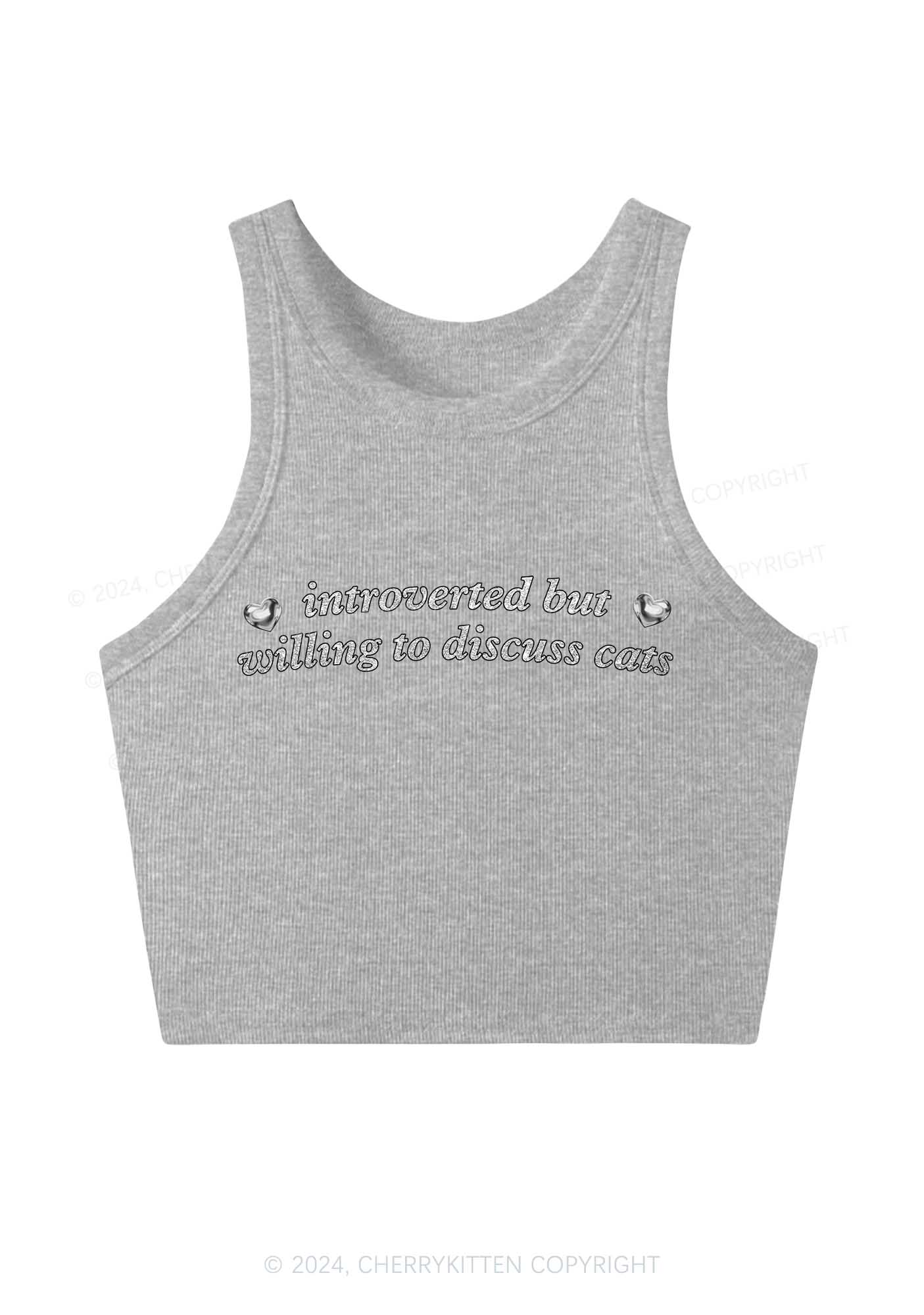 Willing To Discuss Cats Y2K Crop Tank Top Cherrykitten