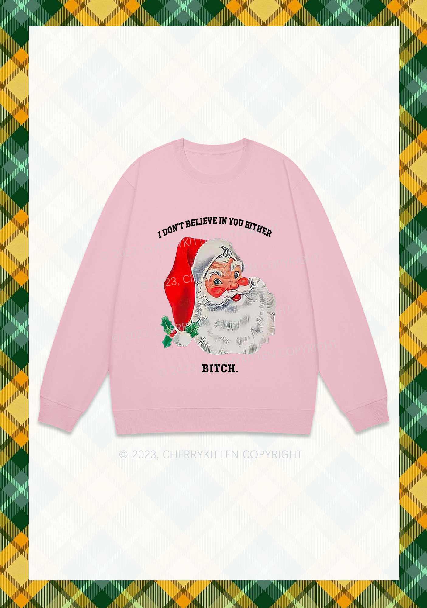 I Don't Believe In You Either Christmas Y2K Sweatshirt Cherrykitten