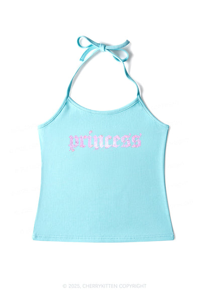 Rhinestone Princess Y2K Halter Neck Cami Cherrykitten