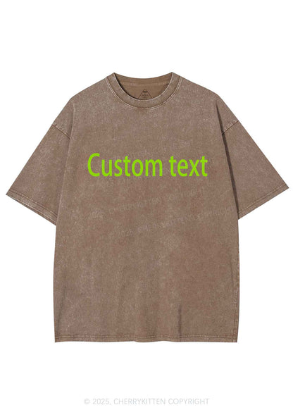 Custom Brat Text Y2K Shirts Washed Tee Cherrykitten